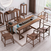 Tea table and chair combination New Chinese tea balcony Home Kung Fu tea Zen tea table Solid wood tea table Modern simple