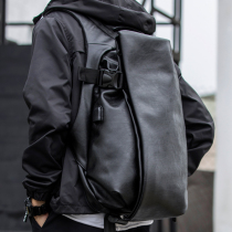 Fashion leather backpack mens new trend multifunctional computer backpack large capacity College student schoolbag travel bag