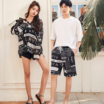 New couple swimsuit split three-piece sports hoodie boxer shorts conservative student hot spring seaside vacation swimsuit