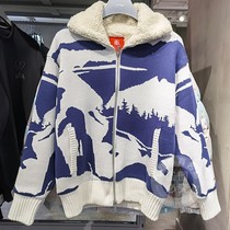 China Li Ning Xiao Zan with 2022 spring new men and women plus velvet loose warm cardigan AFDS225