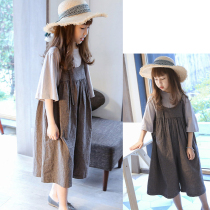 Girl Wide Leg Back With Pants Suit 2022 Summer Dress New CUHK Child Net Red Loose Fried Street Spring Autumn Two Sets Tide