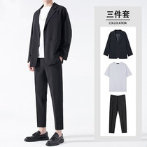 Autumn casual suit suit suit men Korean trend Business Dress groom wedding dress Ruffian handsome suit three-piece set