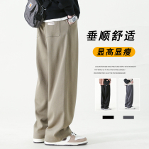 Leisure pants men spring and autumn loose wide legs straight pants American high street squid color and long pants