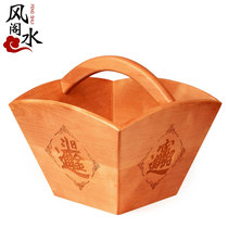 Feng Shui Pavilion Antique rice bucket ornaments Rijin bucket gold ornaments Peach wood bucket Feng Shui home accessories Store opening gifts