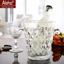 Household small ice bucket Portable KTV storage ice bucket Transparent tempered glass Champagne wine ice bucket send ice clip