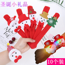 Childrens Christmas Ornaments Glowing Santa Claus Snowman Snap Circle Christmas Elk Gift Hand Ring Christmas Gift
