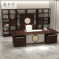New Chinese style solid wood large desk Simple modern office furniture Manager boss President computer sofa table and chair combination