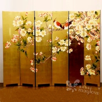 Living room hotel bedroom Chinese screen flower and bird partition folding screen solid wood modern simple fashion style