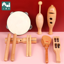 Orff percussion instrument log set Full set of sand hammer rattles sheepskin tambourine castanets Kindergarten and primary school teaching aids