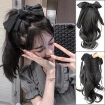 Bow Ponytail wig Female summer strap type natural incognito streamer Fake Ponytail artifact catch clip curly hair short ponytail