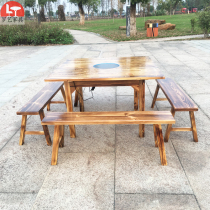 Solid Wood hotel hot pot restaurant table and chair snack bar barbecue square table