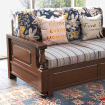 American all-wood high box storage sofa combined corner Guido L type log small family type winter and summer dual-use furniture