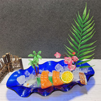 Hotel creative sassy plate ice plate decorative leaf Japanese seafood plate around the edge embellishment flower simulation bamboo leaf decorative flower