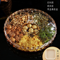 Snack dried fruit plate split with lid dried fruit box transparent new year candy box home creative modern living room storage box