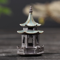 Zisha hexagonal pavilion tea pet ornaments creative brother kiln small tea play tea puppet boutique can raise tea room tea room tea table decoration decoration