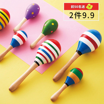 Early Education Puzzle Toy Newborn Baby Large Wooden Sandhammer Exercises Auditory Gripping Rocking Bell Children Percussion Instruments