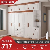 Mediterranean wardrobe solid wood modern simple economy home bedroom assembly cabinet storage with top cabinet furniture