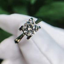 18k white gold Moissan stone diamond ring One carat minotaur simple pt950 platinum four-claw proposal female ring