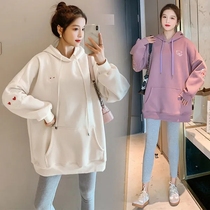 Pregnant women autumn suit fashion Korean version of loose net red sweater autumn and winter plus velvet thickened out winter dress children