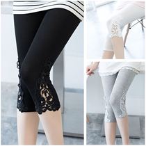2 PCs Women Lace Capri pants Leggings Korean Slim Stretch Slim Size Breathable Sweatpants