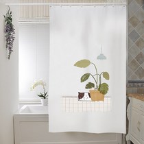 (miss meow) shower curtain set non-perforated partition curtain toilet bathroom waterproof thickened mildew proof shower curtain cloth
