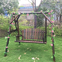 Outdoor Carbonated Solid Wood Autumn Thousands Balcony Patio Wood Rocking Chair Garden Hanging Chair Embalming Wood Outdoor Adult Autumn chair