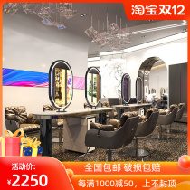 Barber shop mirror table marble mirror ironing table cabinet integrated single-sided hair cutting mirror hair salon dedicated