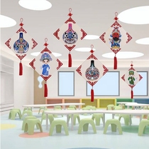 Kindergarten Chinese style Peking Opera Horse Spoon Wood Hanging Creative Classroom Corridor Interior Decoration Ring Creation Ornament
