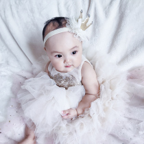 Summer new childrens clothing female baby full moon 100 days old dress girl dress net gauze princess skirt