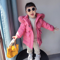 True fox fur collar childrens Down Jacket Womens long childrens clothing thick boys and girls baby Foreign winter coat