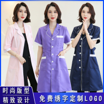Korean version of high-end beauty clothing manicure skin management overalls embroidery pharmacy pharmacy micro-whole white coat women