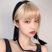 Comic bangs wig female natural invisible Jennie Golden bangs dyed seamless round face hairline replacement patch