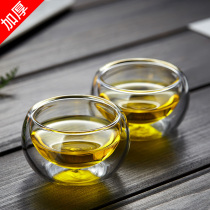 Glass tea cup Heat-resistant thickened double-layer transparent sketch cup Kung Fu Tea cup Master tea cup Tea drinking tea set accessories