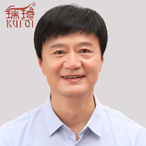 Wig mens short hair Short straight hair real hair middle-aged and elderly full headgear Handsome mens real hair hair set needle hand-woven