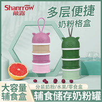 Three-layer milk powder box portable baby to store snacks fruit jars baby out independent sealed newborn triple-use box