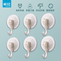Camellia vacuum suction cup adhesive hook small kitchen refrigerator bathroom toilet no trace strong suction Wall non-perforated glass
