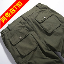 Pure cotton overalls mens autumn special forces training pants thickened wear-resistant loose labor insurance pants camouflage pants military pants trousers