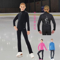 Figure skating training clothes girl plus velvet skating suit suit skating clothing adult black hot drill warm children