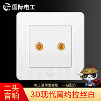 Type 86 household audio audio socket Panel speaker multimedia double-hole wall dark sound double-headed audio socket