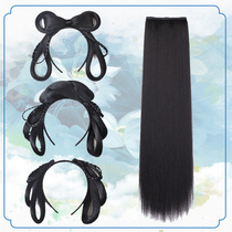  Costume wig bag hairband Wig one-piece modeling Song ancient style Hanfu novice hand handicapped party bun lazy headband