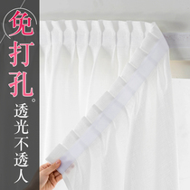 Velcro curtains without punching installation paste bay window balcony short window screen semi-shading cloth simple self-adhesive screen curtain