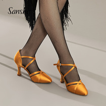 Sansha French Sansha adult female Latin dance shoes Four Seasons wear mid-high heel new soft bottom friendship national standard dance