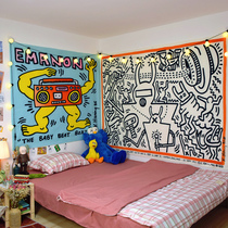 Keith Haring background cloth Original art graffiti hanging cloth Rental transformation dormitory bedside wall cloth Tapestry