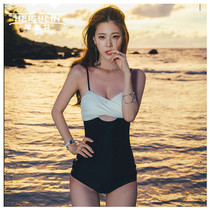 Korea ins style swimsuit women 2021 new color-style sling backless Hollow hot spring belly one-piece holiday swimsuit