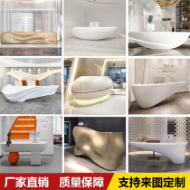 Creative shaped glass fiber reinforced plastic paint front desk modern company lobby reception desk sales department desk bar custom