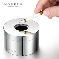 German MODERN creative personality trend ashtray stainless steel closed with cover anti-flying gray male gift customization