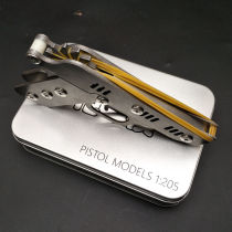 New product foldable rubber band grab rubber band mini hand grab continuous hair stainless steel all metal childrens gun toy