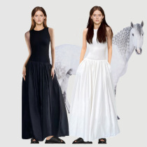 Yi Menglings same sporty minimalist minimalist stitching sleeveless tank top dress womens niche design mop long skirt