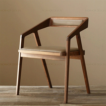 Nordic dining chair American solid wood chair Backrest chair with armrest Home dining room Modern simple study desk chair