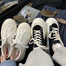 Thick-bottom canvas shoes womens increased cute Japanese Big Head shoes 2021 Spring and Autumn new students Joker small white shoes women